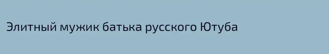 Элитный мужик батька русского Ютуба 